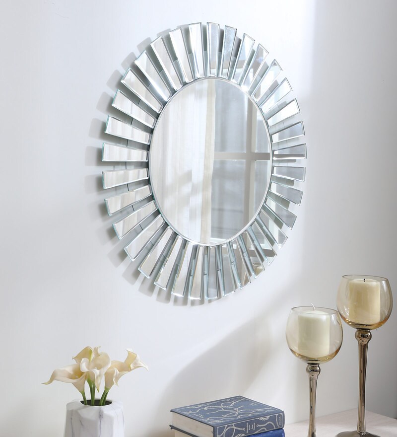 Buy Round Wall Mirror in Silver Colour Online - Decorative Mirrors ...