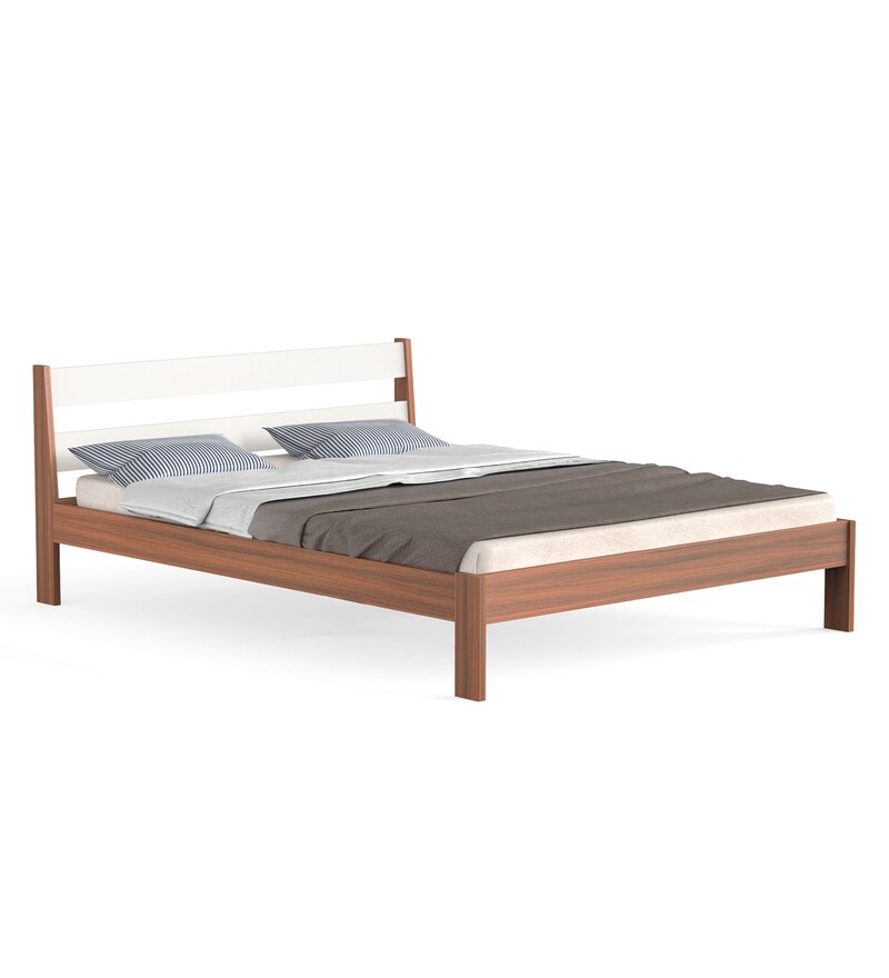 Buy Roverb King Size Bed in Walnut Finish by bluewud Online Modern