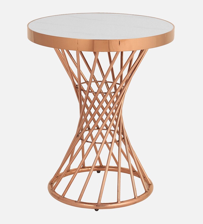 Buy Royal Metal End Table in White Finish Online Contemporary End