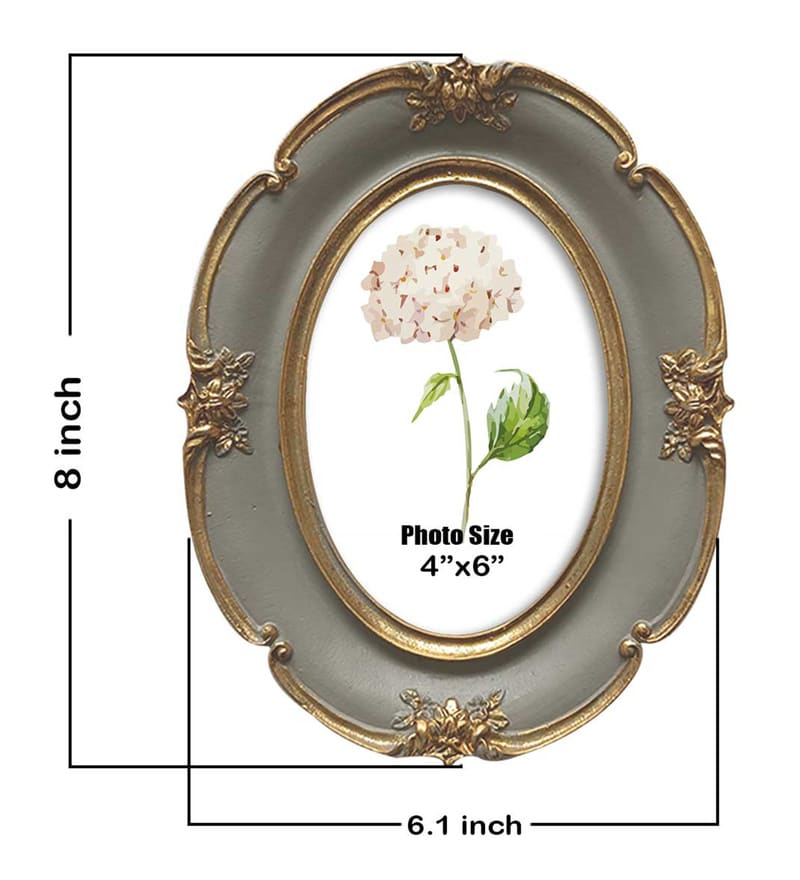 Buy Royal Gray Resin Oval Shape Design Premium Table Photo Frame by Art