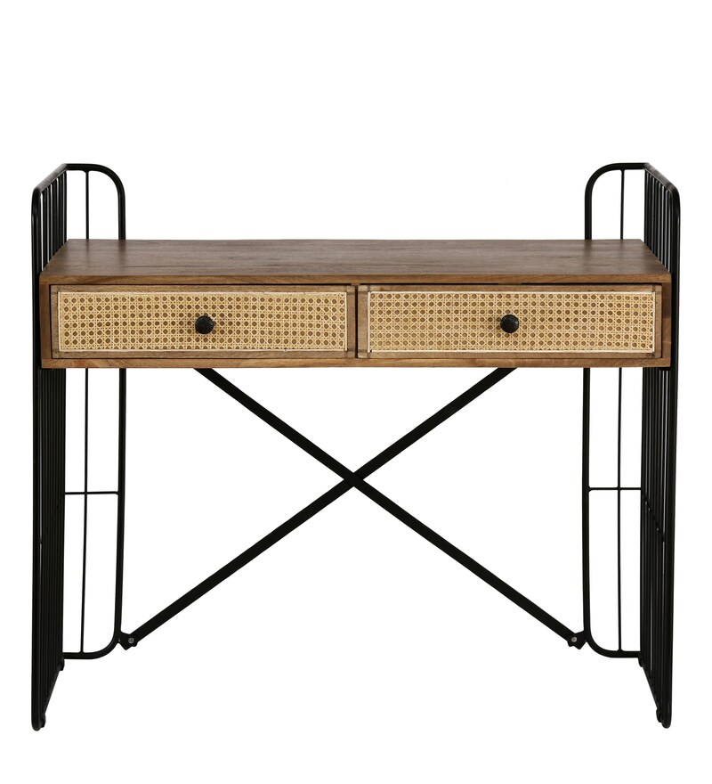 Buy Romani Solid Wood Writing Table In Black Colour Online Eclectic
