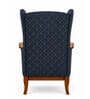 Roark Teak Wood Wing Chair With Suede Fabric In Blue Colour