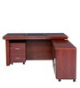 Roberto Executive Office Table with Side Runner & Drawer Cart in Brown Polish