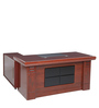 Roberto Executive Office Table with Side Runner & Drawer Cart in Brown Polish