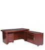 Roberto Executive Office Table with Side Runner & Drawer Cart in Brown Polish