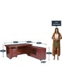 Roberto Executive Office Table with Side Runner & Drawer Cart in Brown Polish