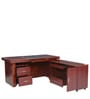 Roberto Executive Office Table with Side Runner & Drawer Cart in Brown Polish