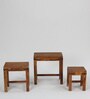 Rochester Solid Wood Nest of Tables in Natural Finish (Set Of 3)