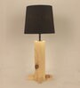 Rocket Wooden Table Lamp with Black Fabric Shade & Beige Base