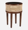 Rogaland Mango Wood End Table In Tubbaq Finish With Brown Tinted Glass Top