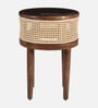 Rogaland Mango Wood End Table In Tubbaq Finish With Brown Tinted Glass Top