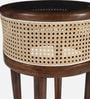 Rogaland Mango Wood End Table In Tubbaq Finish With Brown Tinted Glass Top