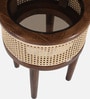 Rogaland Mango Wood End Table In Tubbaq Finish With Brown Tinted Glass Top