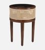 Rogaland Mango Wood End Table In Tubbaq Finish With Brown Tinted Glass Top