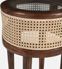 Rogaland Mango Wood End Table In Tubbaq Finish With Clear Glass Top