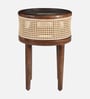 Rogaland Mango Wood End Table In Tubbaq Finish With Clear Glass Top