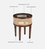 Rogaland Mango Wood End Table In Tubbaq Finish With Clear Glass Top