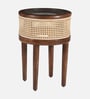 Rogaland Mango Wood End Table In Tubbaq Finish With Clear Glass Top