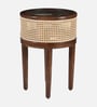 Rogaland Mango Wood End Table In Tubbaq Finish With Clear Glass Top