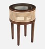 Rogaland Mango Wood End Table In Tubbaq Finish With Clear Glass Top