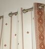 Roma Brown Cotton 230 GSM  Geometric 7 Feet Room Darkening Eyelet Door Curtains (2 Pc)