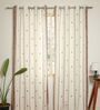 Roma Brown Cotton 230 GSM  Geometric 7 Feet Room Darkening Eyelet Door Curtains (2 Pc)