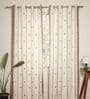 Roma Brown Cotton 230 GSM  Geometric 9 Feet Room Darkening Eyelet Long Door Curtains (2 Pc)