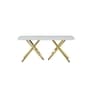 Romania Italian Marble 6 Seater Dining Table In White Finish