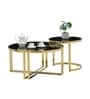 Romania Italian Marble Nesting Coffee Table Set of 2 In Gold Finish