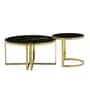 Romania Italian Marble Nesting Coffee Table Set of 2 In Gold Finish