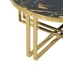 Romania Italian Marble Nesting Coffee Table Set of 2 In Gold Finish