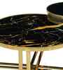 Romania Italian Marble Nesting Coffee Table Set of 2 In Gold Finish