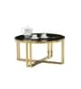 Romania Italian Marble Nesting Coffee Table Set of 2 In Gold Finish