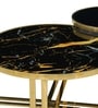 Romania Italian Marble Nesting Coffee Table Set of 2 In Gold Finish