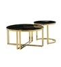 Romania Italian Marble Nesting Coffee Table Set of 2 In Gold Finish