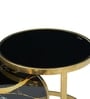 Romania Italian Marble Nesting Coffee Table Set of 2 In Gold Finish