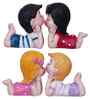 Romantic Kissing Couple Set of 2 Multicolour Polyresin Showpieces
