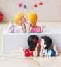 Romantic Kissing Couple Set of 2 Multicolour Polyresin Showpieces