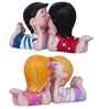 Romantic Kissing Couple Set of 2 Multicolour Polyresin Showpieces