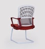 Rome Breathable Guest Chair in Red & Grey Colour