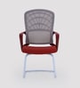 Rome Breathable Guest Chair in Red & Grey Colour