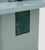 Rome Marble Top 4 Seater Dining Set in Sky Blue & Black Colour