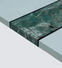 Rome Marble Top 4 Seater Dining Set in Sky Blue & Black Colour