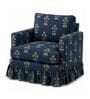 Romelle 1 Seater Sofa With Teak Wood  And Suede Fabric In Blue Colour