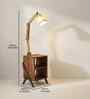 Ronan Wooden Shelf Floor Lamp with Wooden Shade & Brown Base