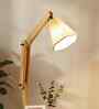 Ronan Wooden Shelf Floor Lamp with Wooden Shade & Brown Base