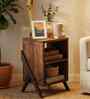 Ronan Wooden Shelf Floor Lamp with Wooden Shade & Brown Base