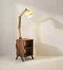 Ronan Wooden Shelf Floor Lamp with Wooden Shade & Brown Base