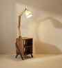Ronan Wooden Shelf Floor Lamp with Wooden Shade & Brown Base