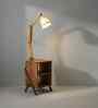 Ronan Wooden Shelf Floor Lamp with Wooden Shade & Brown Base